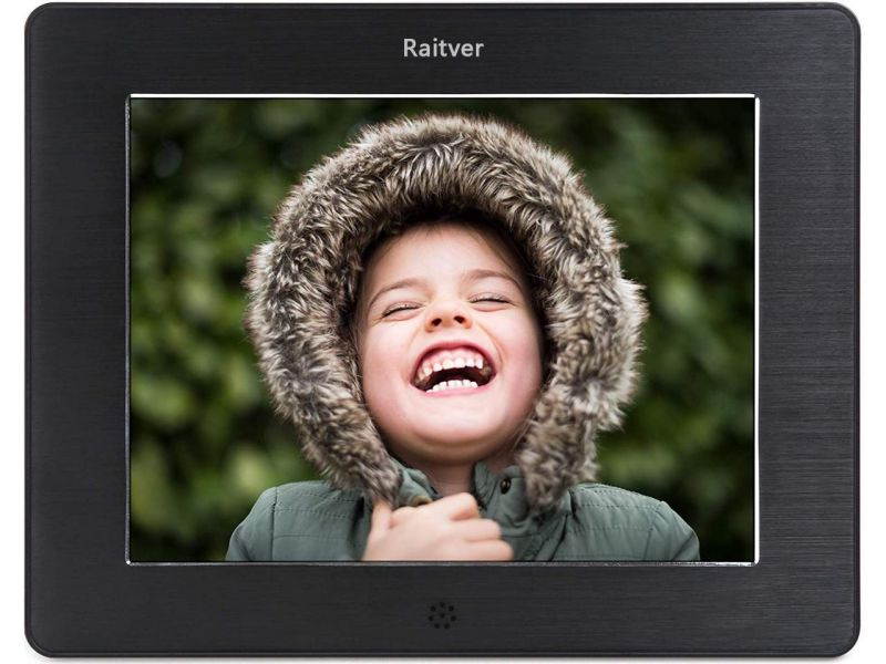 Raitver 8-Inch Digital Photo Frame with High Resolution LCD, MP3 Music and 1080P HD Video Playback, Auto On/Off Timer