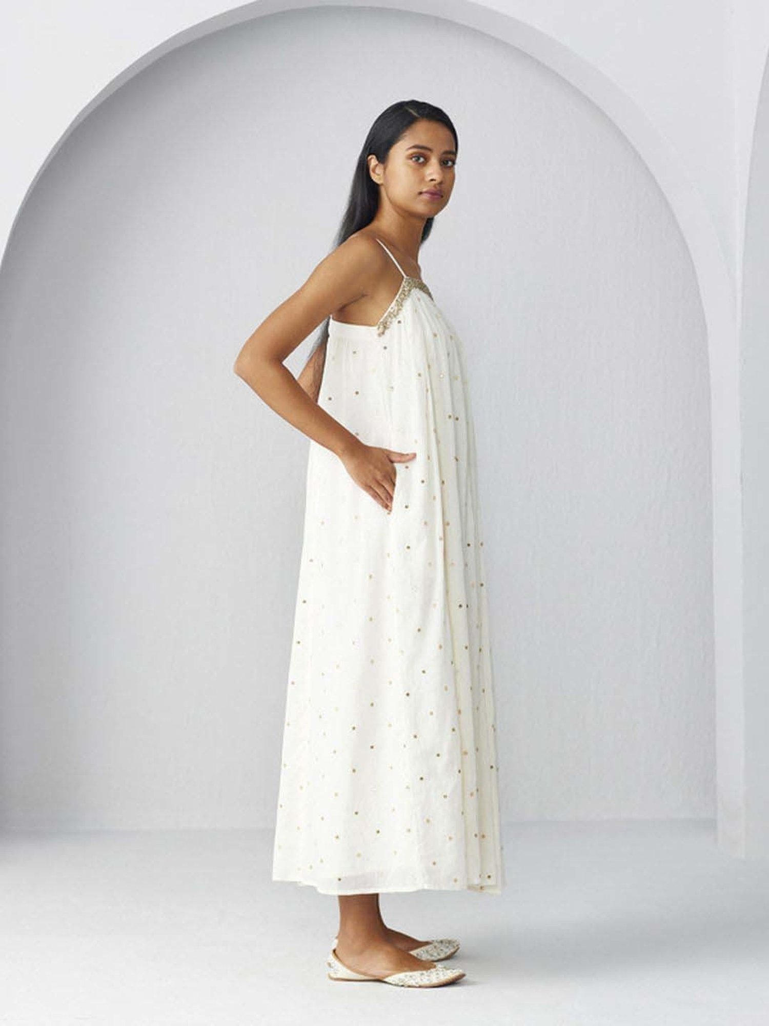 Ancestry White Embroidered Maxi Dress