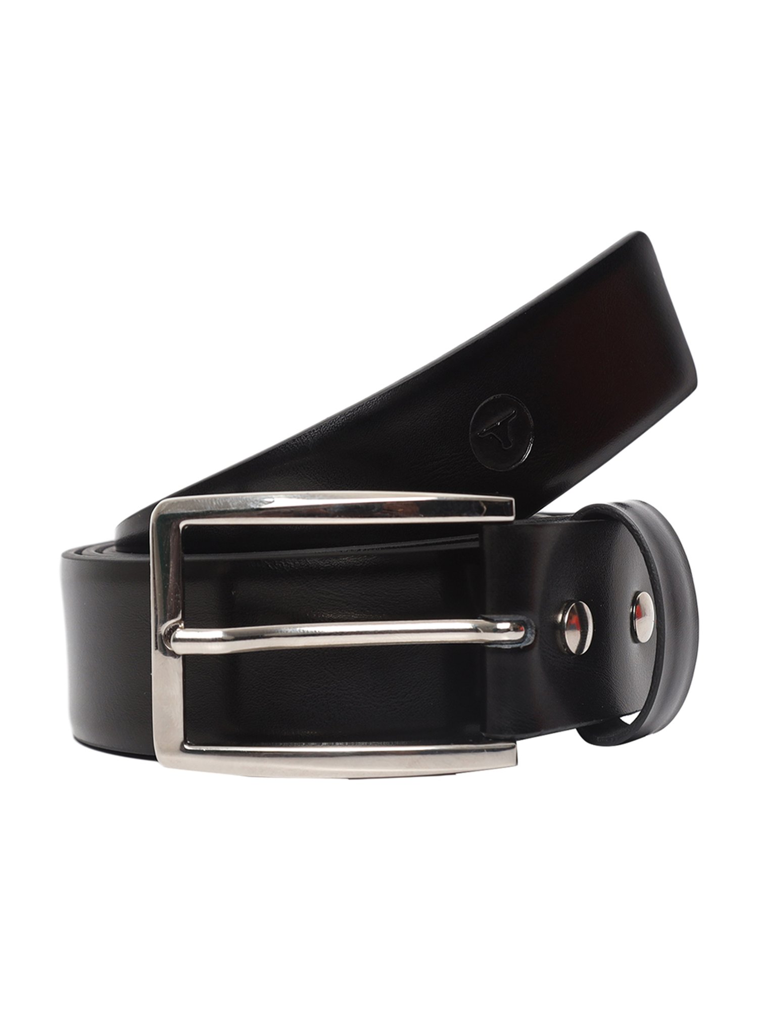 BULCHEE Black Leather Formal Belt for Men