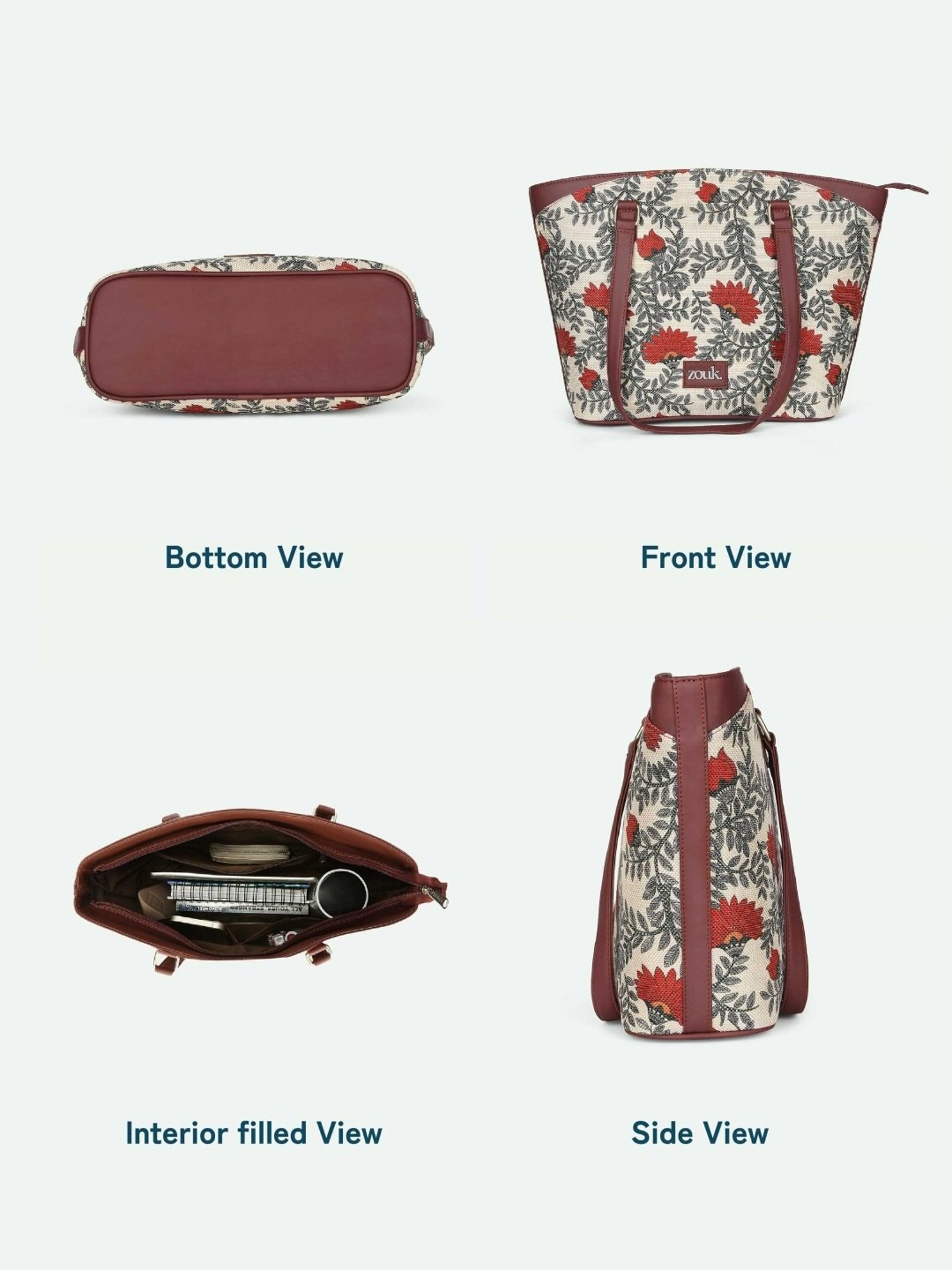 ZOUK Nawabi Couture Printed Tote Handbag