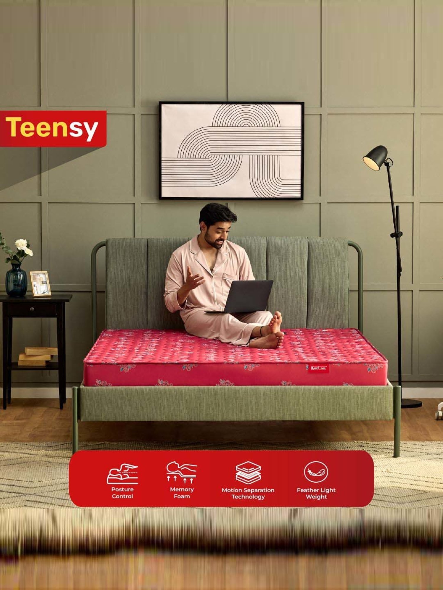 Kurlon Teensy Pink Bonded Foam Single Size Bed Mattress