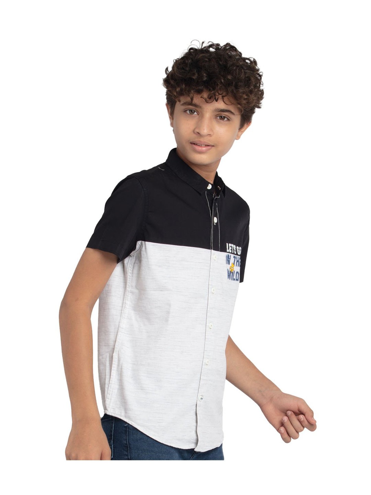 Under Fourteen Only Kids Black & White Graphic Print Shirt