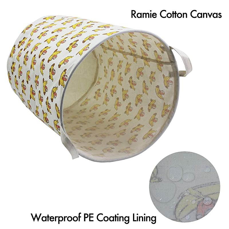 19.7" Large Cute Toy Storage Bins Organizer Round Cloth Storage Basket for Nursery Kids Baby, Canvas Foldable Laundry Hamper Bag, Collapsible Waterproof Laundry Basket Sorter (Forest Deer)