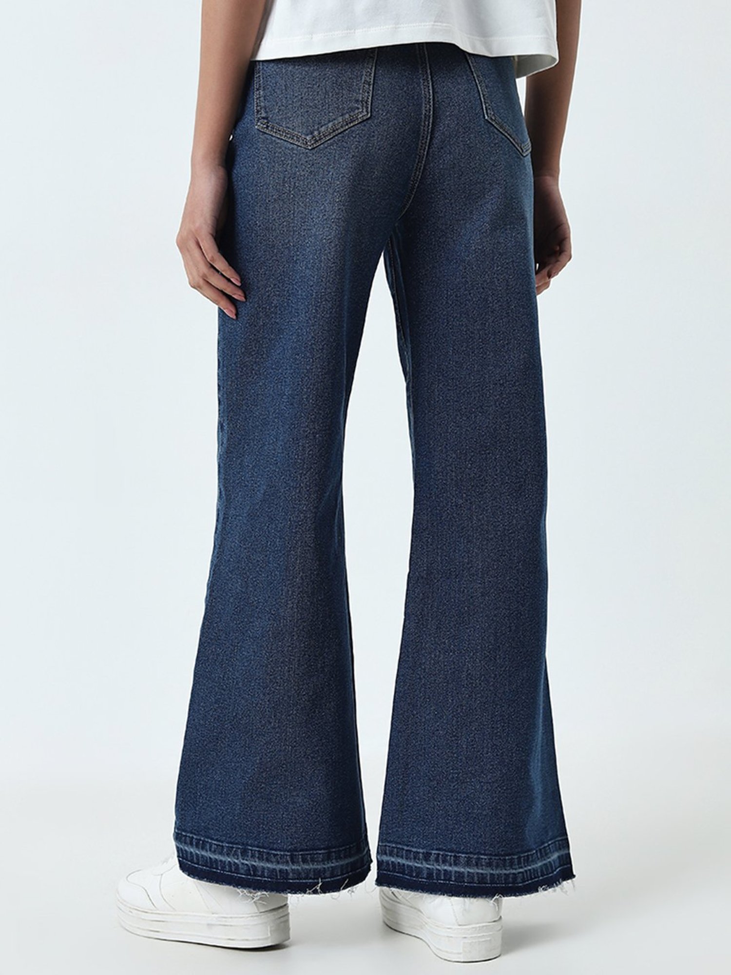LOV by Westside Dark Blue Wide Leg Fit High-Rise Jeans