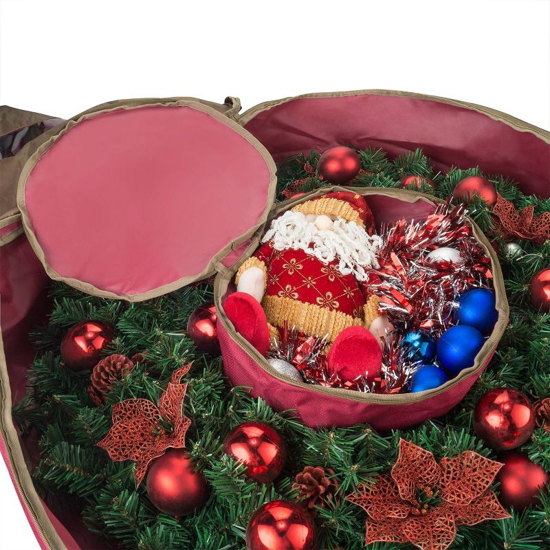 Elf Stor 48" Ultimate Holiday Christmas Wreath Storage Bag Red