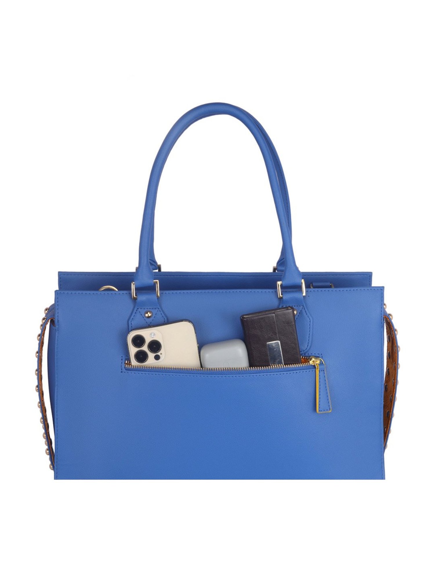 Eume Daffodil Royal Blue Leather Satchel Handbag