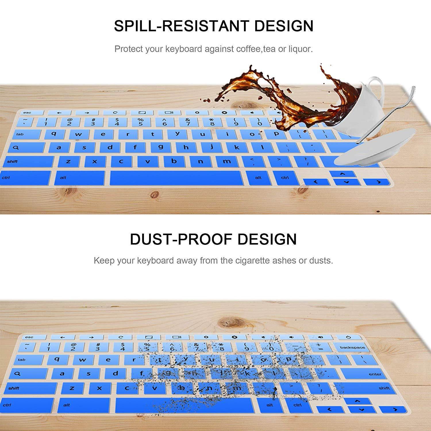 [2 Pack] Keyboard Cover Skin for 2018/2017 Newest Acer Premium R11 Chromebook R 11 CB3-131 CB3-132,CB5-132T,CB3-131,Chromebook R 13 CB5-312T,Chromebook 15,CB3-531 CB3-532 CB5-571 C910 (GradualBlue)