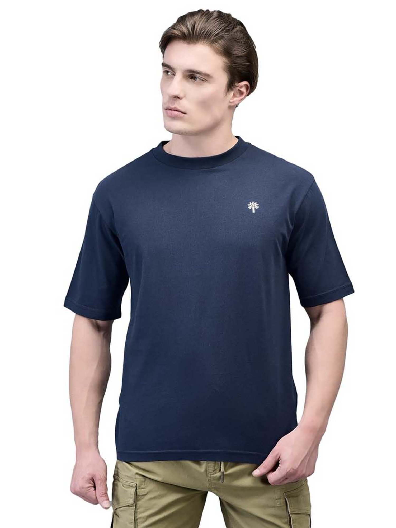 Woodland Dark Blue Regular Fit Crew T-Shirt