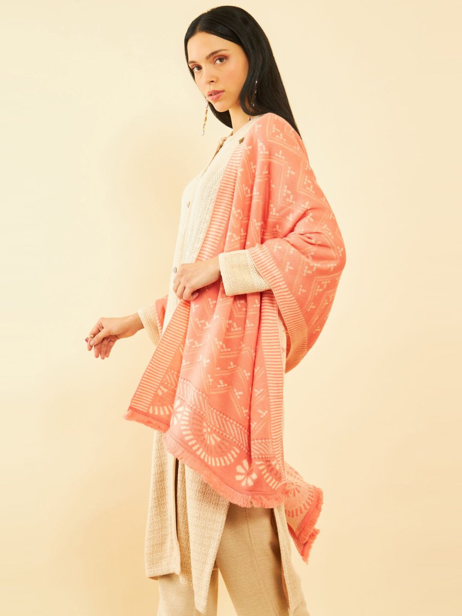 Soch Peach Printed Shawl