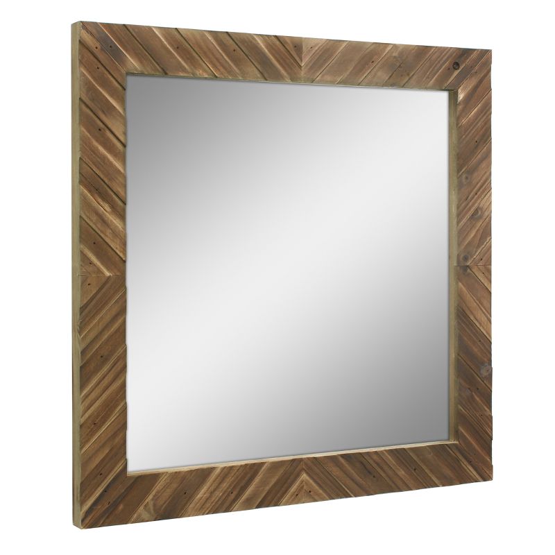 Wood Chevron Decorative Wall Mirror Brown - Stonebriar Collection