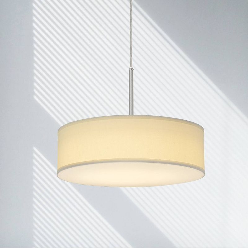 18" x 18" x 14" LED Metal Dimmable Pendant with Diffuser and Hardback Fabric Shade Off-White - Cal Lighting
