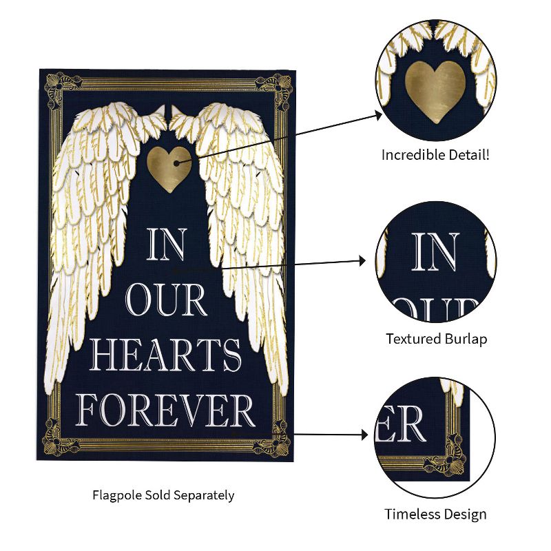 Evergreen Angel Wings Burlap Garden Flag, 12.5 x 18 inches