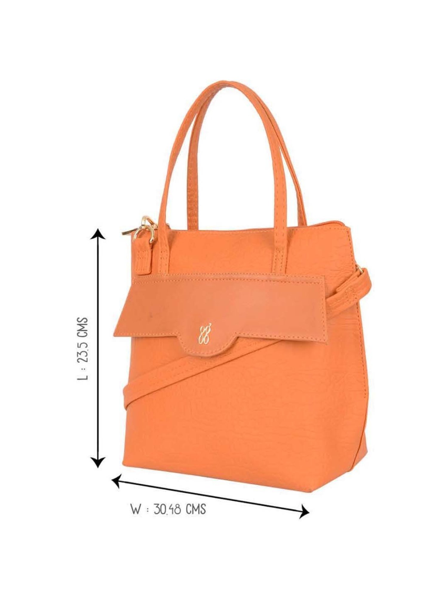 Baggit Orange Textured Small Tote Handbag