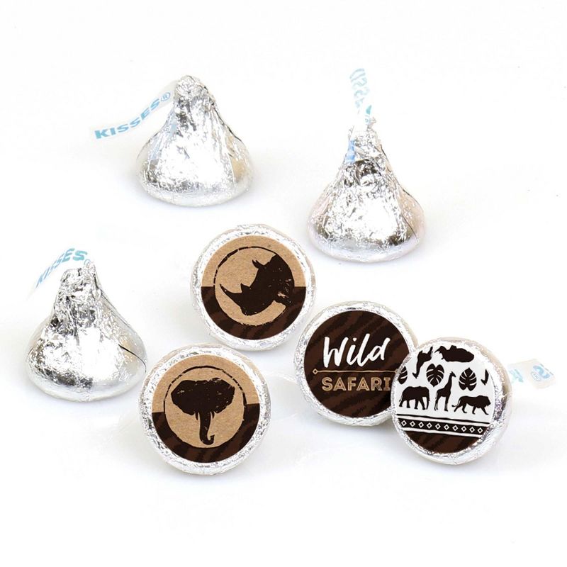 Big Dot of Happiness Wild Safari - Jungle Birthday Party or Baby Shower Round Candy Sticker Favors - Labels Fit Hershey's Kisses (1 sheet of 108)
