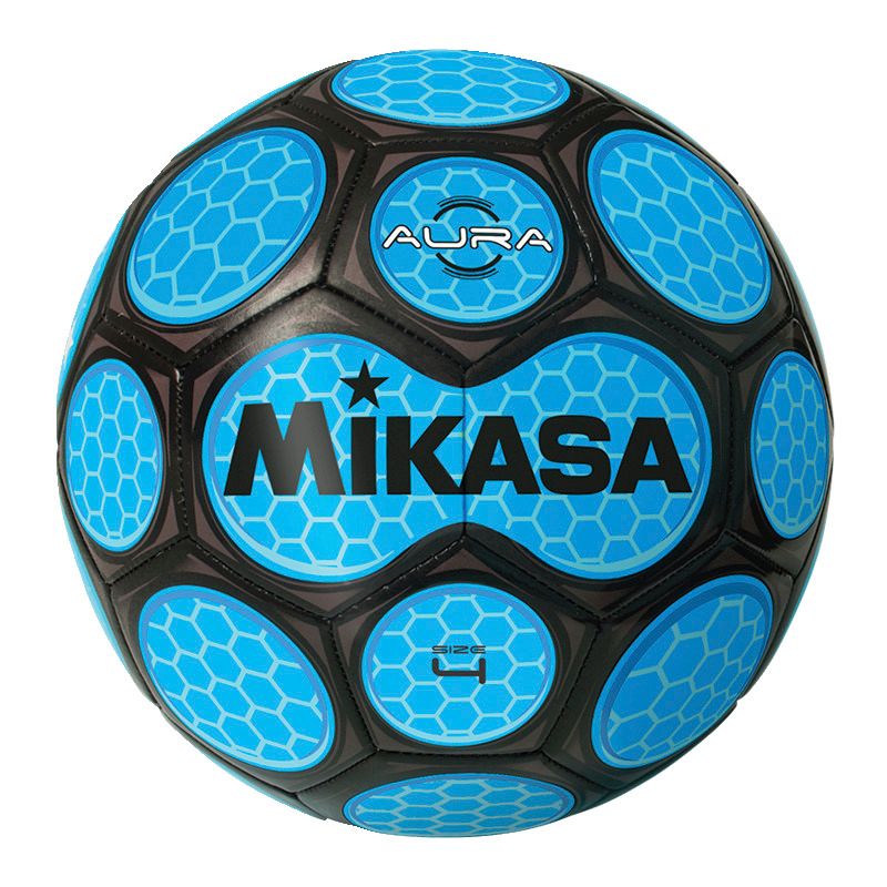 Mikasa Aura Model Soccer Ball, Size 4, Black and Neon Blue