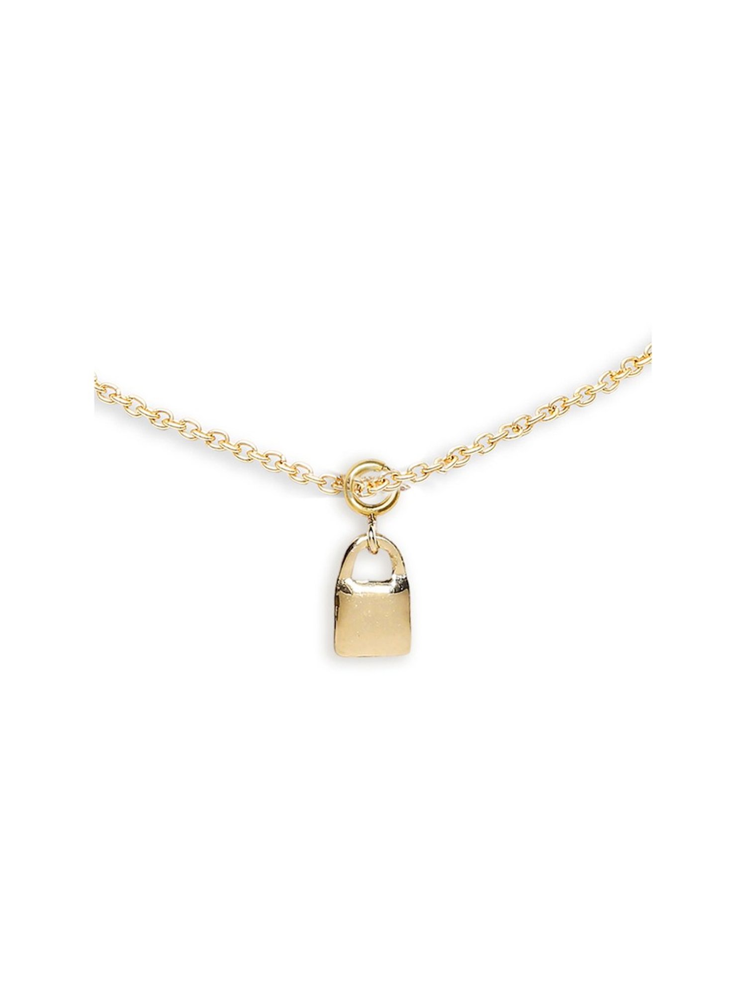 OOMPH Lock Charm Delicate Gold-Tone Fashion Stylish Latest Anklet for Women