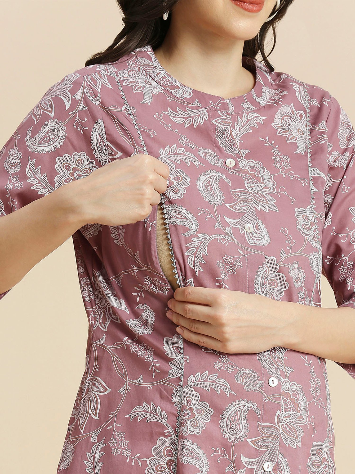 Mine4Nine Multicolor Printed Maternity Kurta