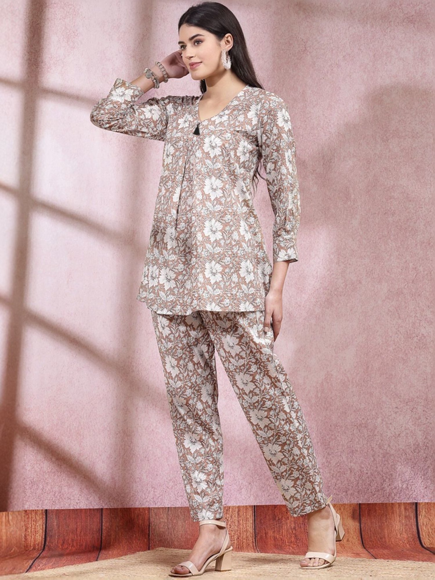 Melon by PlusS Blue Printed Shirt Pant Set