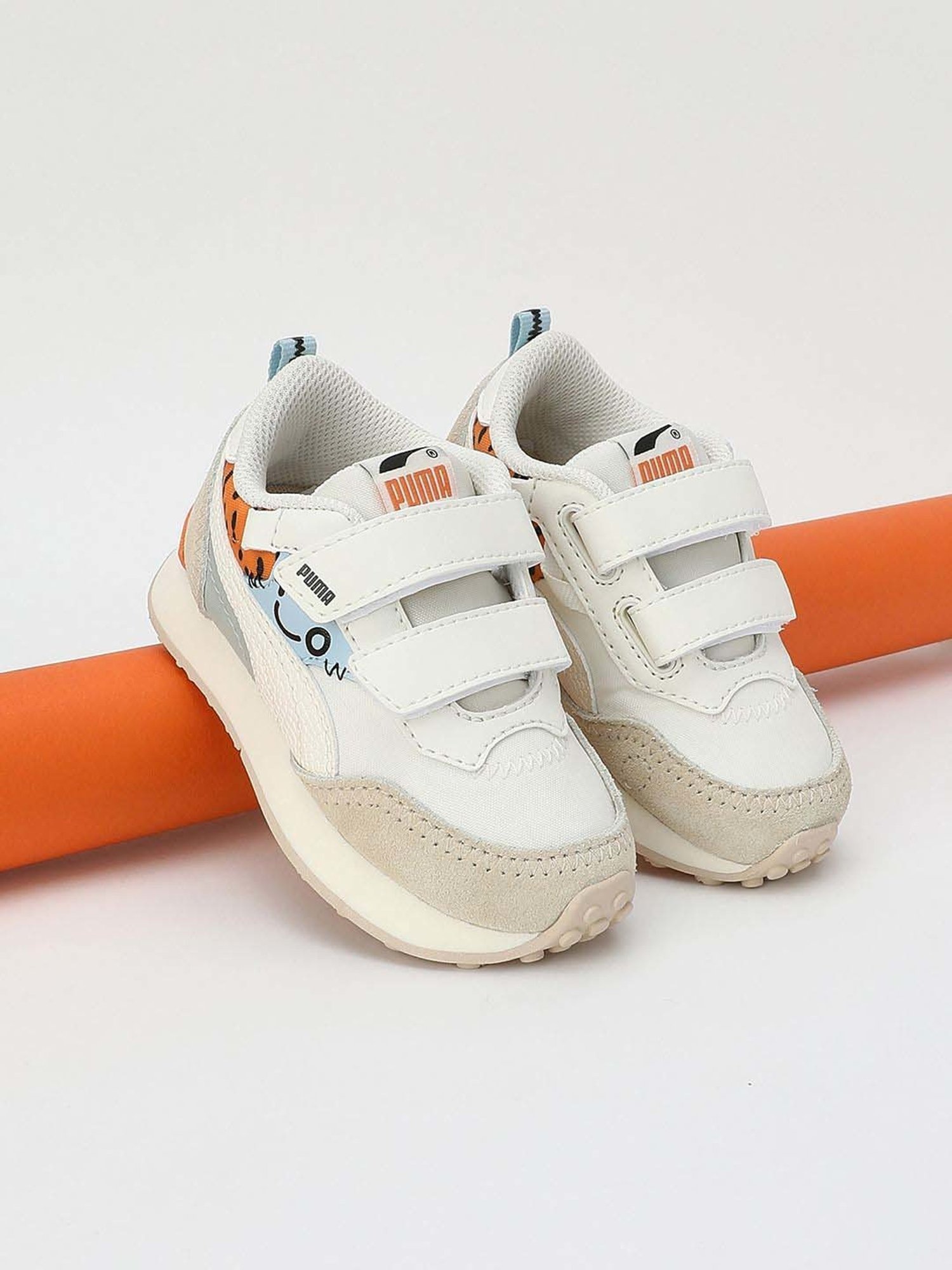 Baby Moo Kids Brown & White Velcro Shoes