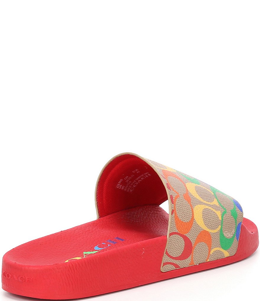 COACH Men's Signature Rainbow Canvas Pool Slide
