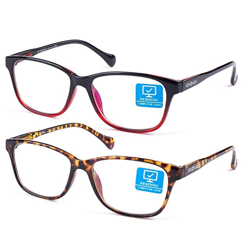 Blue Light Computer Glasses 2 pacFor Women & Men Anti Blue Light (Blacred and Twilight)