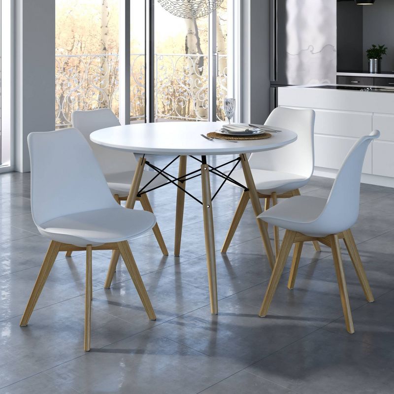 39.5" Parisian Round Dining Table White/Natural - Aeon