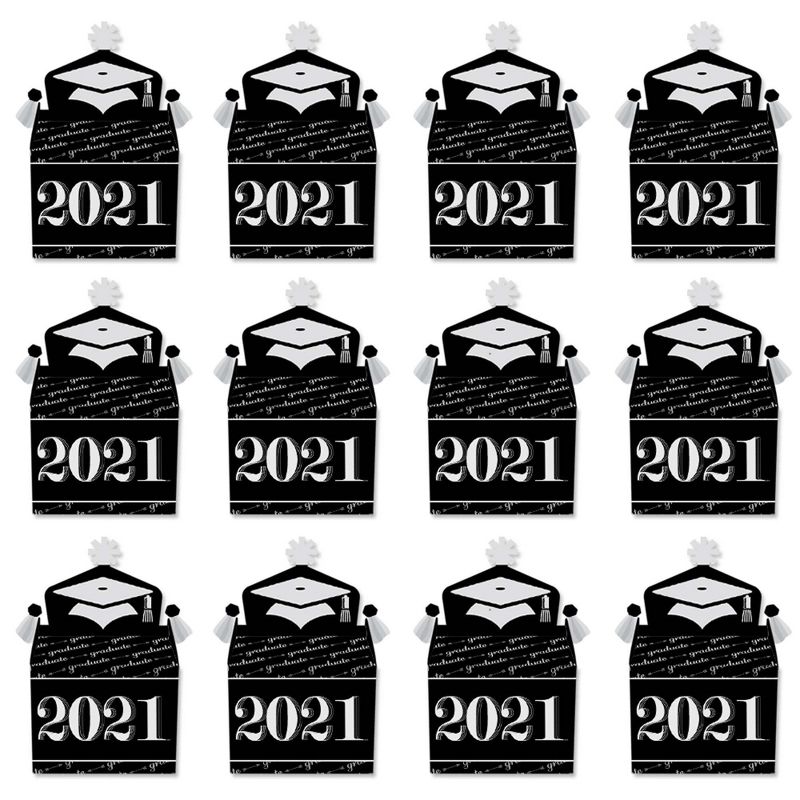 Big Dot of Happiness Graduation Cheers - Treat Box Party Favors - 2021 Graduation Party Goodie Gable Boxes - Set of 12