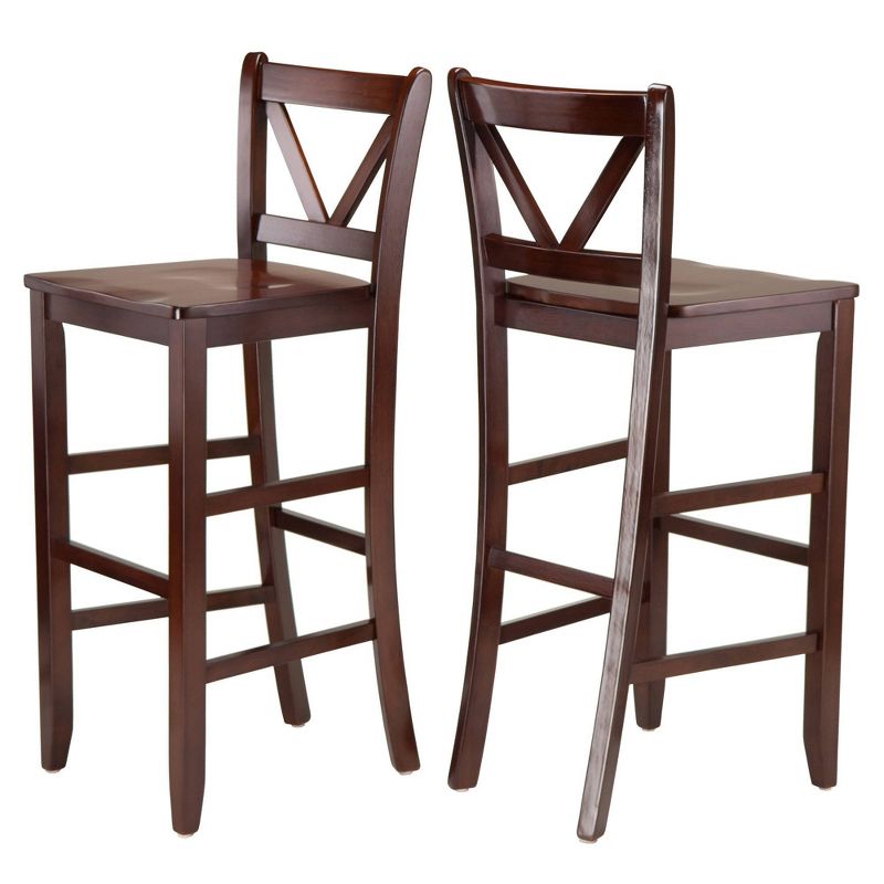 Set of 2 Victor V-Back 30" Barstool Wood/Walnut - Winsome