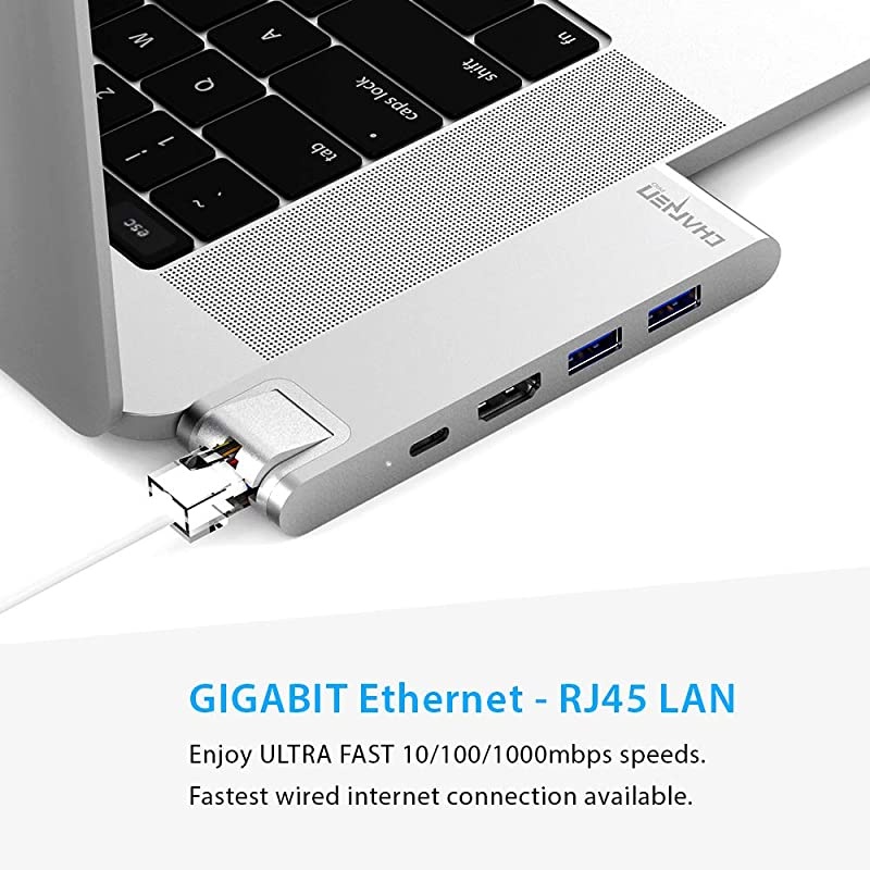 USB C Hub for MacBook Pro M1 16", 15", 13", 2020, 2019, 2018, MacBook Air M1 2020, 2019, 2018, 100W Power, HDMI 4K, 2 USB 3.0, microSD, SD Card Reader, USB C Port. USBC Adapter.