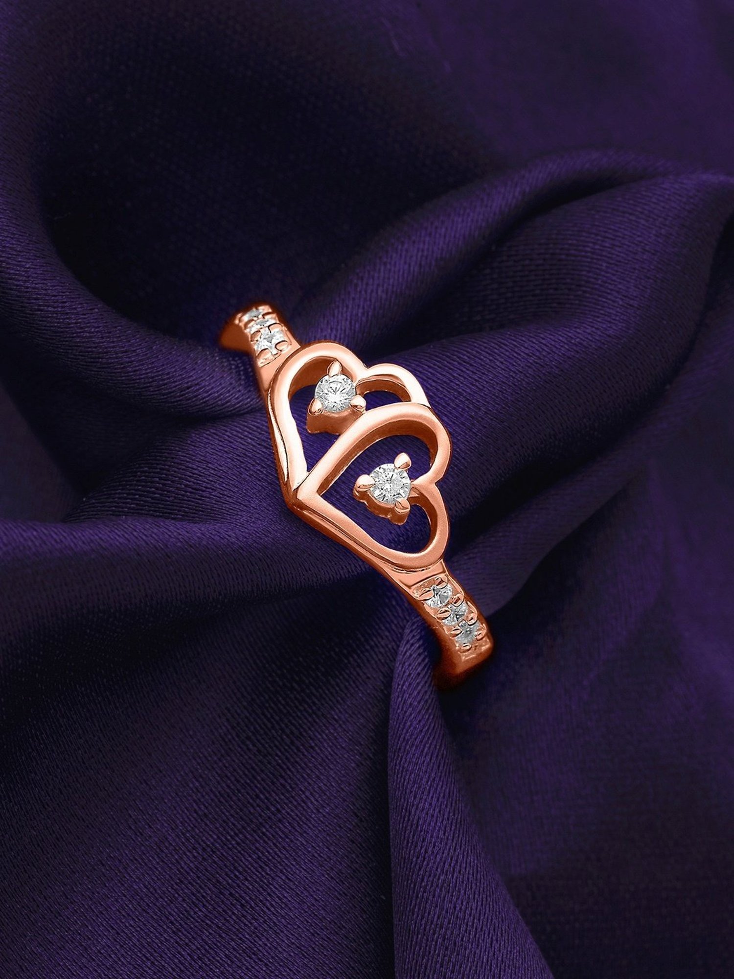 Silberry 92.5 Sterling Silver Connected Heart Rose Gold