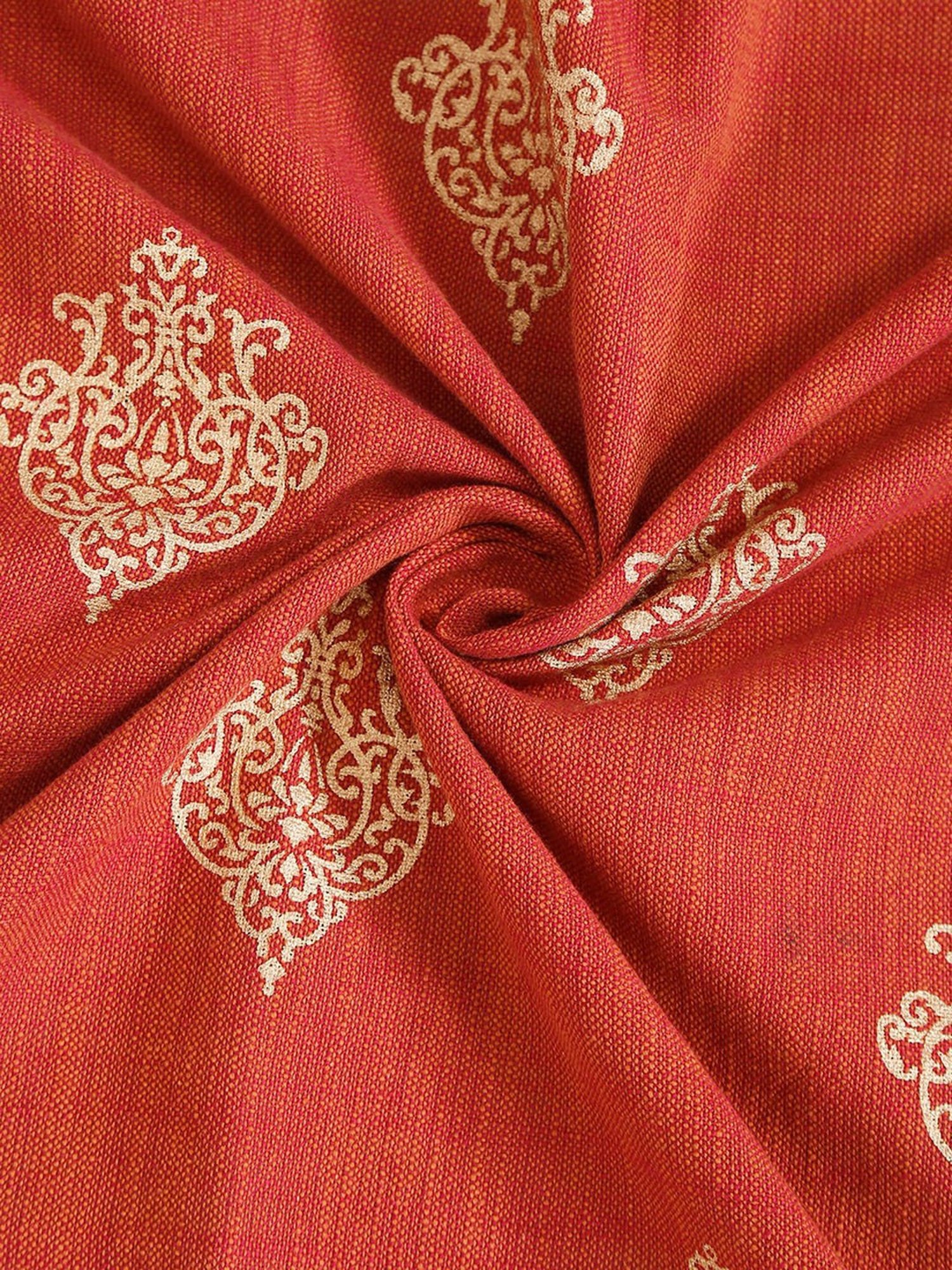 Fabindia Rust Printed Cotton Curtain | 1pc