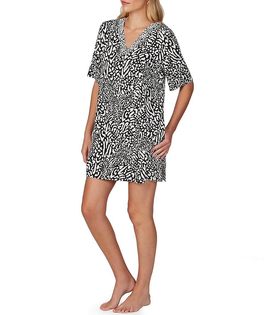 Sleep Sense Wallpaper Printed Short Sleeve Jersey Knit Sleepshirt