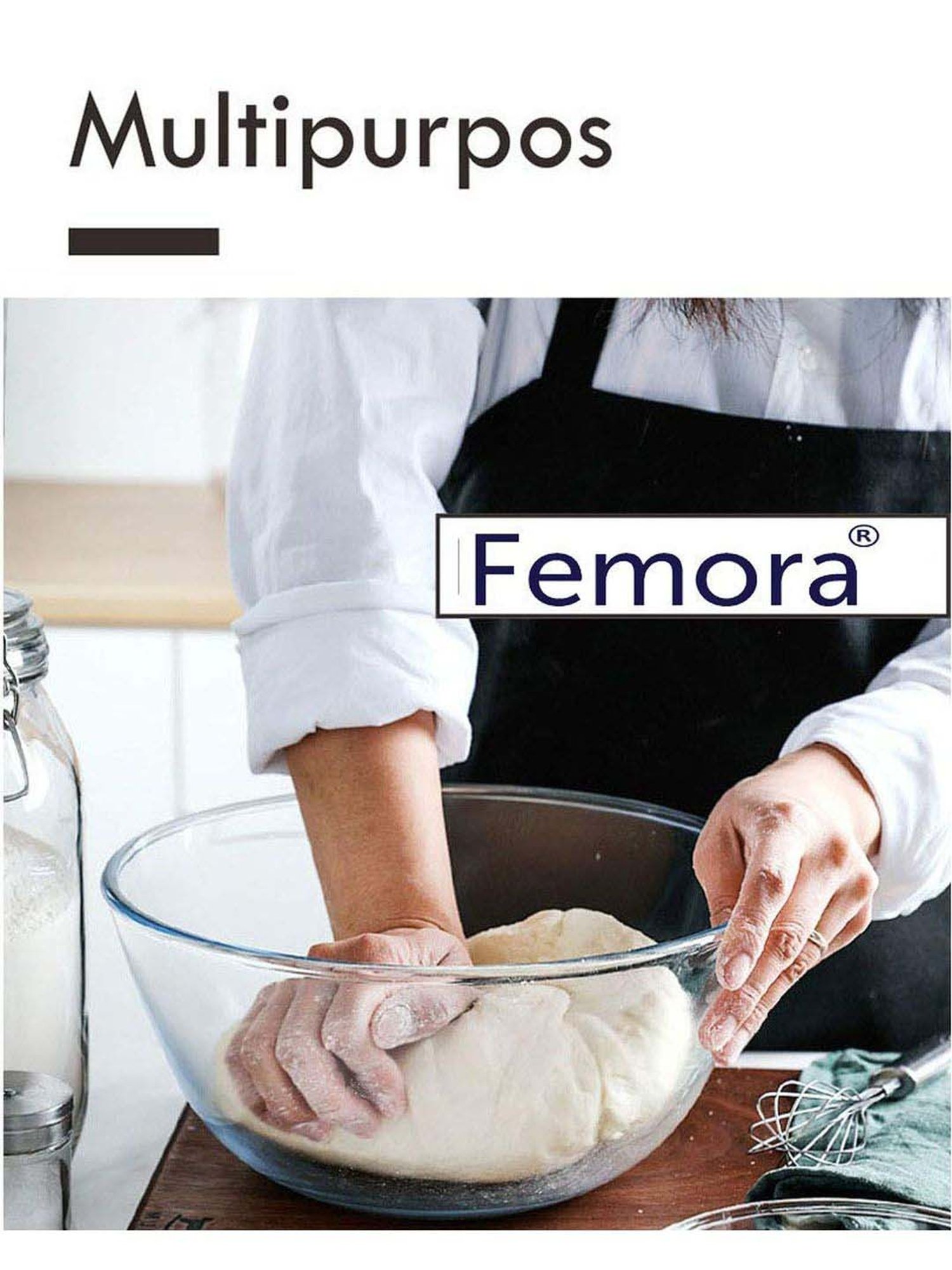 Femora Borosilicate Glass Microwave Safe Serveware Set (2100 ml & 1550 ml) - Set of 4