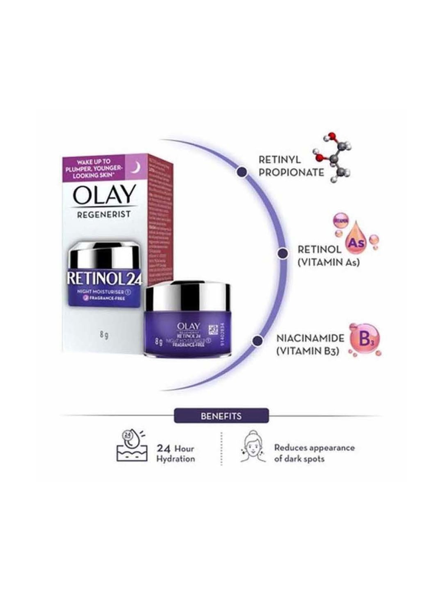 Olay Night Cream Mini Regenerist Retinol 24 Moisturiser - 8 gm