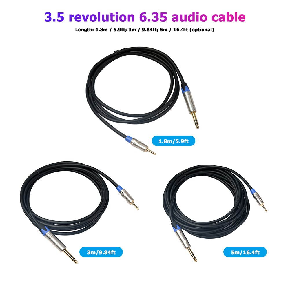 Male Audio Cable 6.35 to 3.5 1/4 Male TRS to 1/8 Cord Microphone Mixer TRS Stereo Audio Cable for Amplifier Mixer (1pcs)