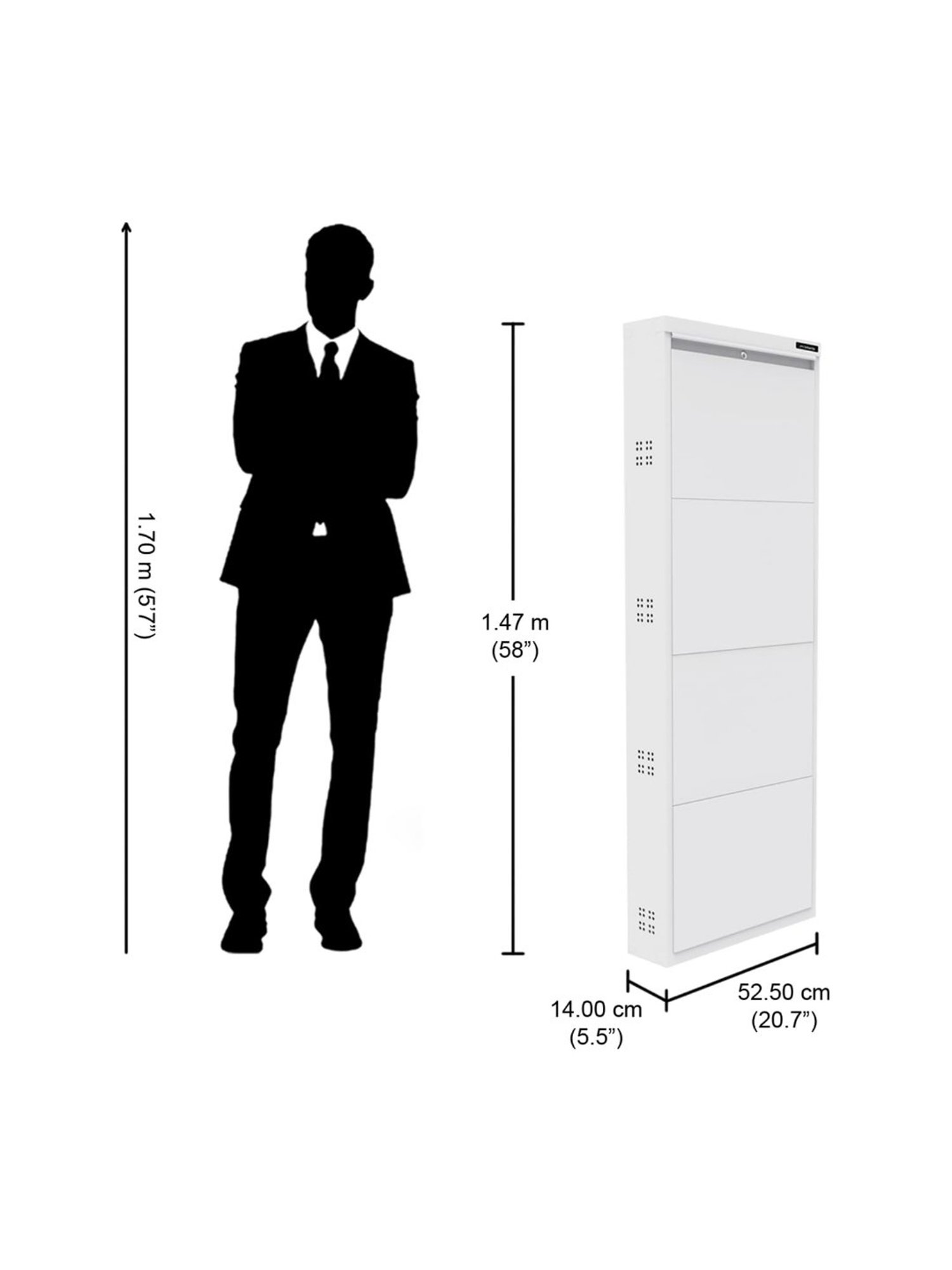 Delite Kom Metal Shoe Rack - 24" 10 Shelf, Double Decker, Ivory, PowderCoat, Wall Mount, DIY