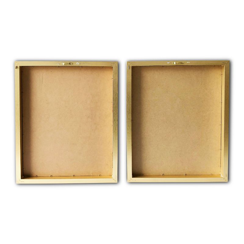 (Set of 2) 16" x 20" Leaves Framed Wall Canvas Silver - Gallery 57