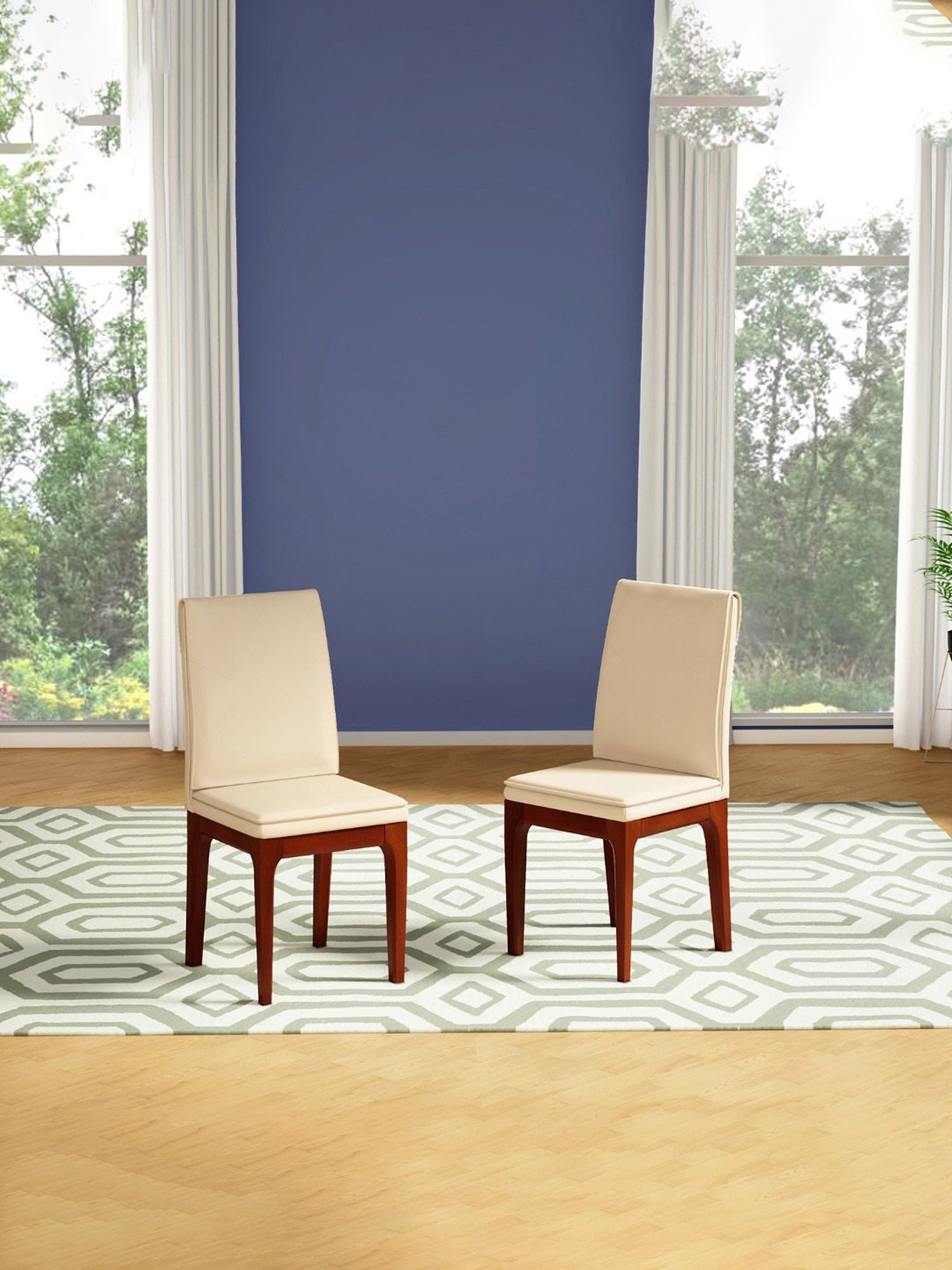 Godrej Interio Terrene Beige Wood Dining Chair (Set of 2)