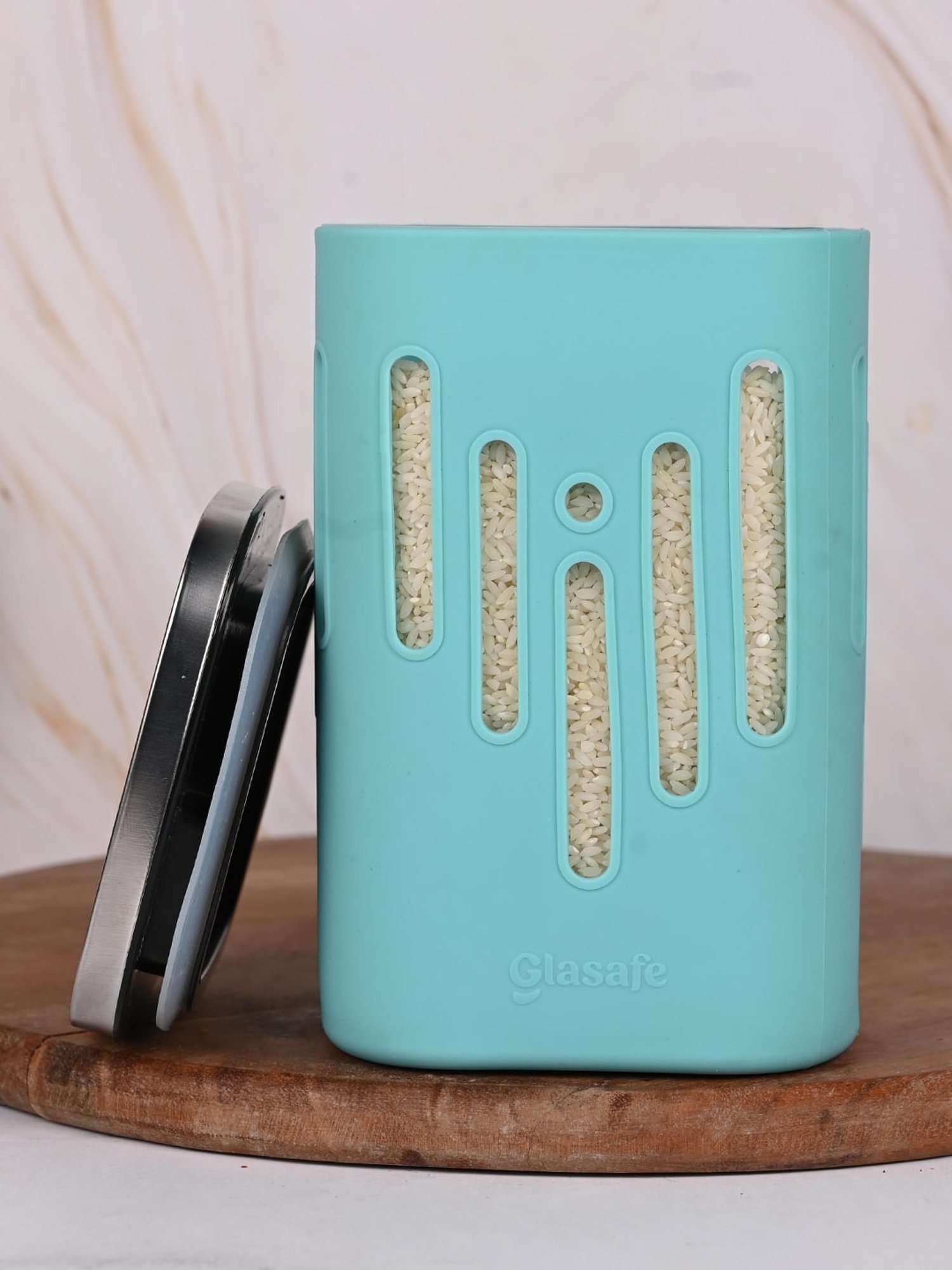 Glasafe 'O' Grip Mellow Green Borosilicate Containers - Set of 6 (1200ml)