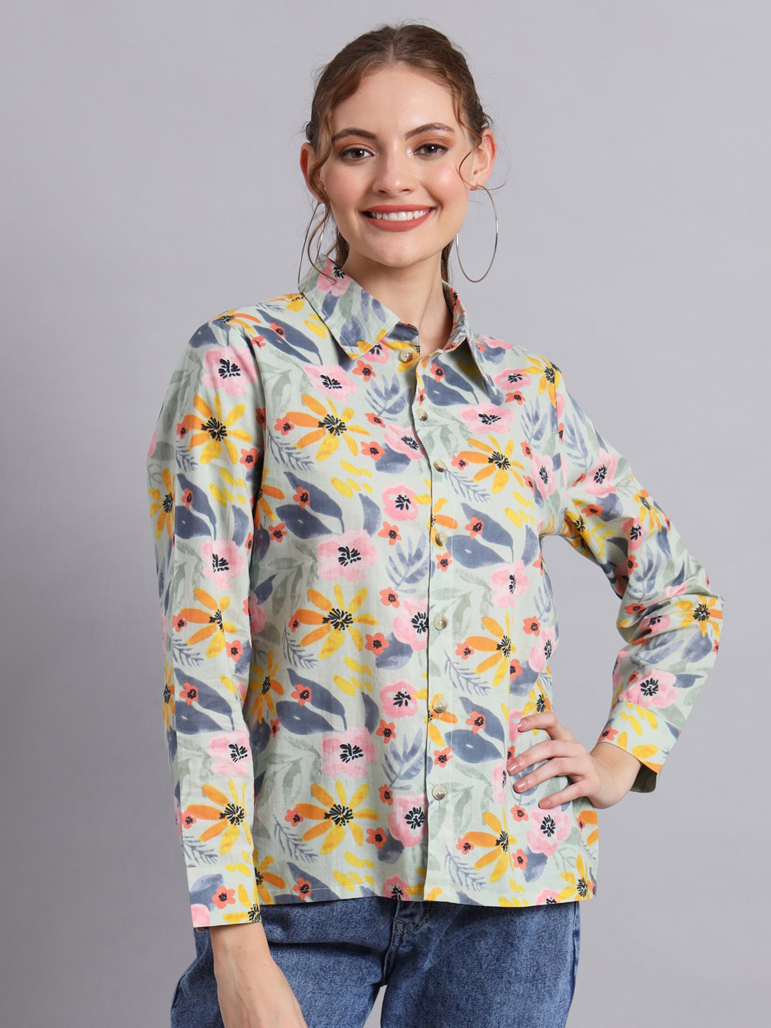 DECKEDUP Multicolor Floral Print Tunic