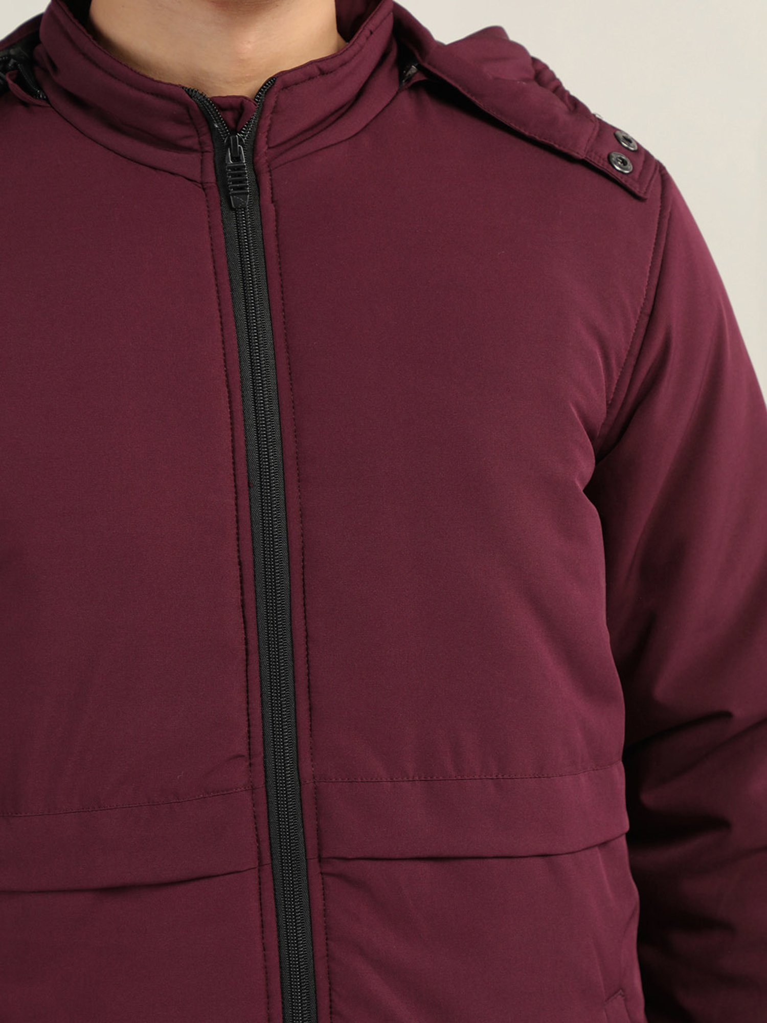 Chkokko Wine Regular Fit Hooded Quilted Jacket