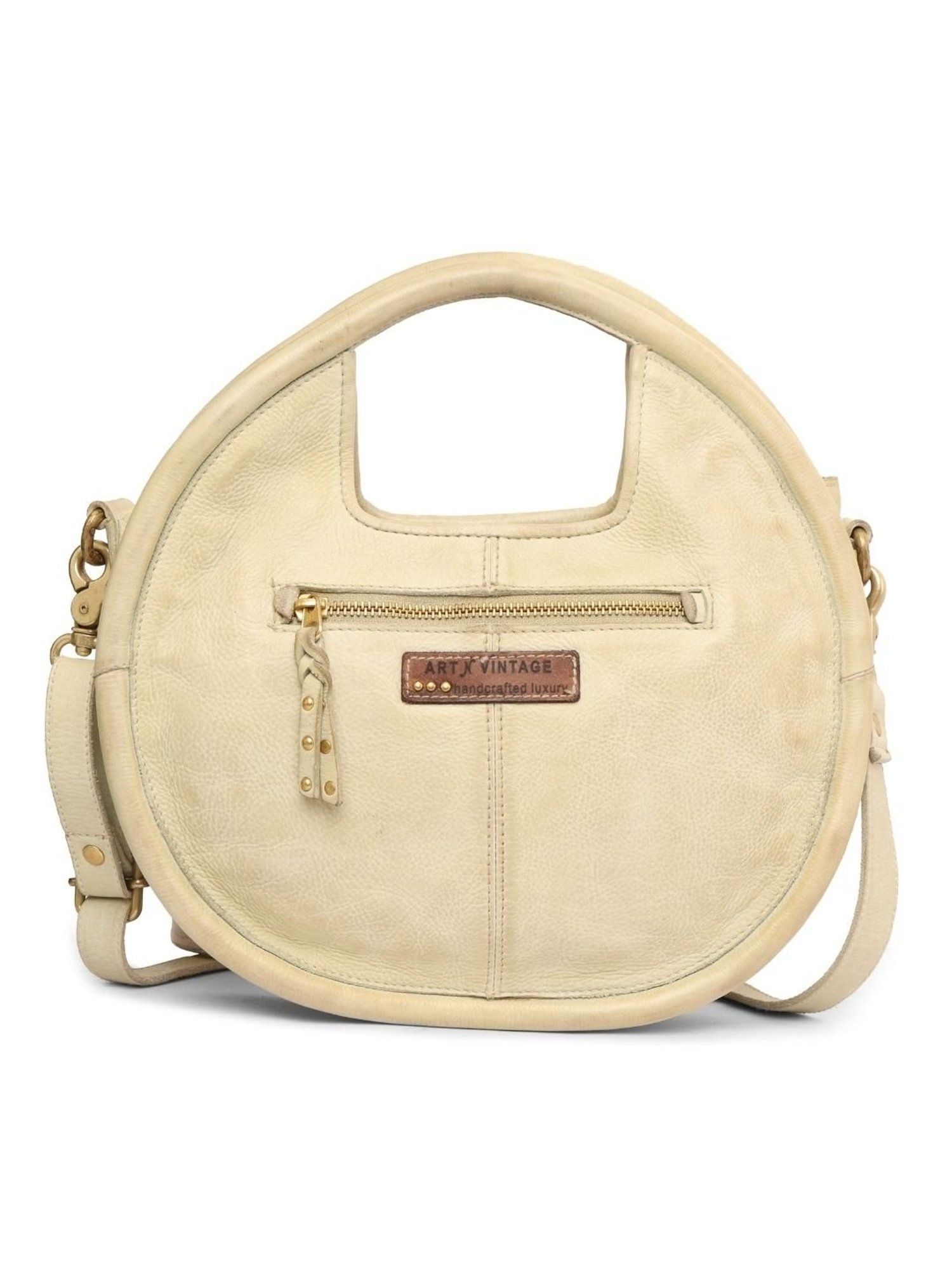 Art N Vintage Floral Bliss Green Leather Embroidered Large Handbag