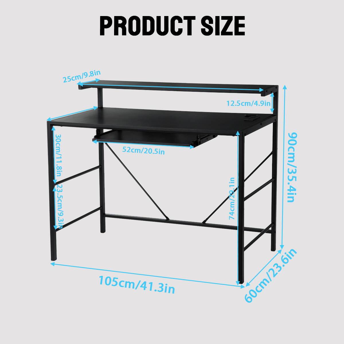 41 inch Gaming Desk Office Computer Desk Ergonomic MDF Carbon Fiber PC Workstation Table with w/Controller Stand