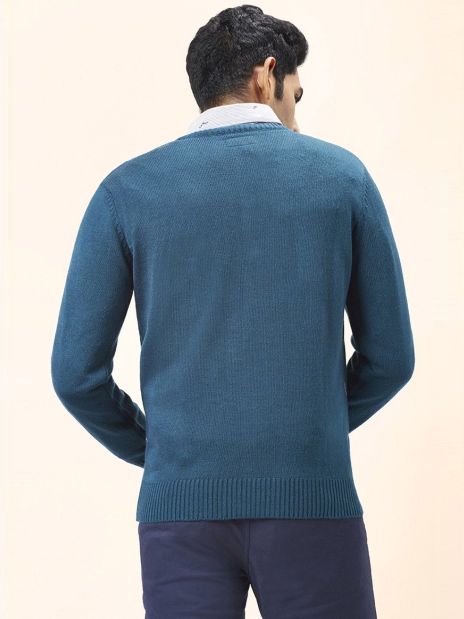 Byford By Pantaloons Green Regular Fit Printed Sweaters