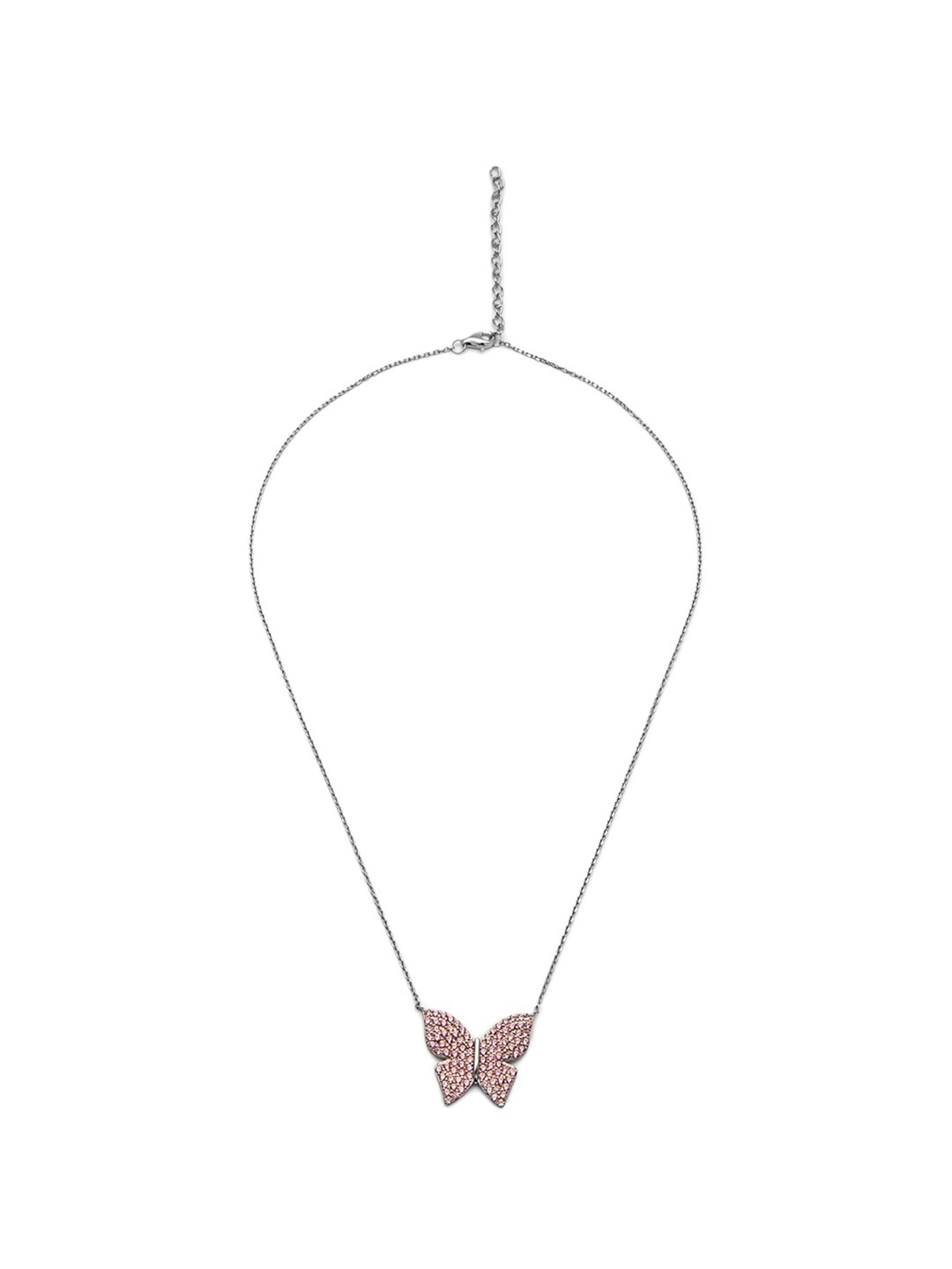 Silberry 92.5 Sterling Silver Pink Flutter Necklace