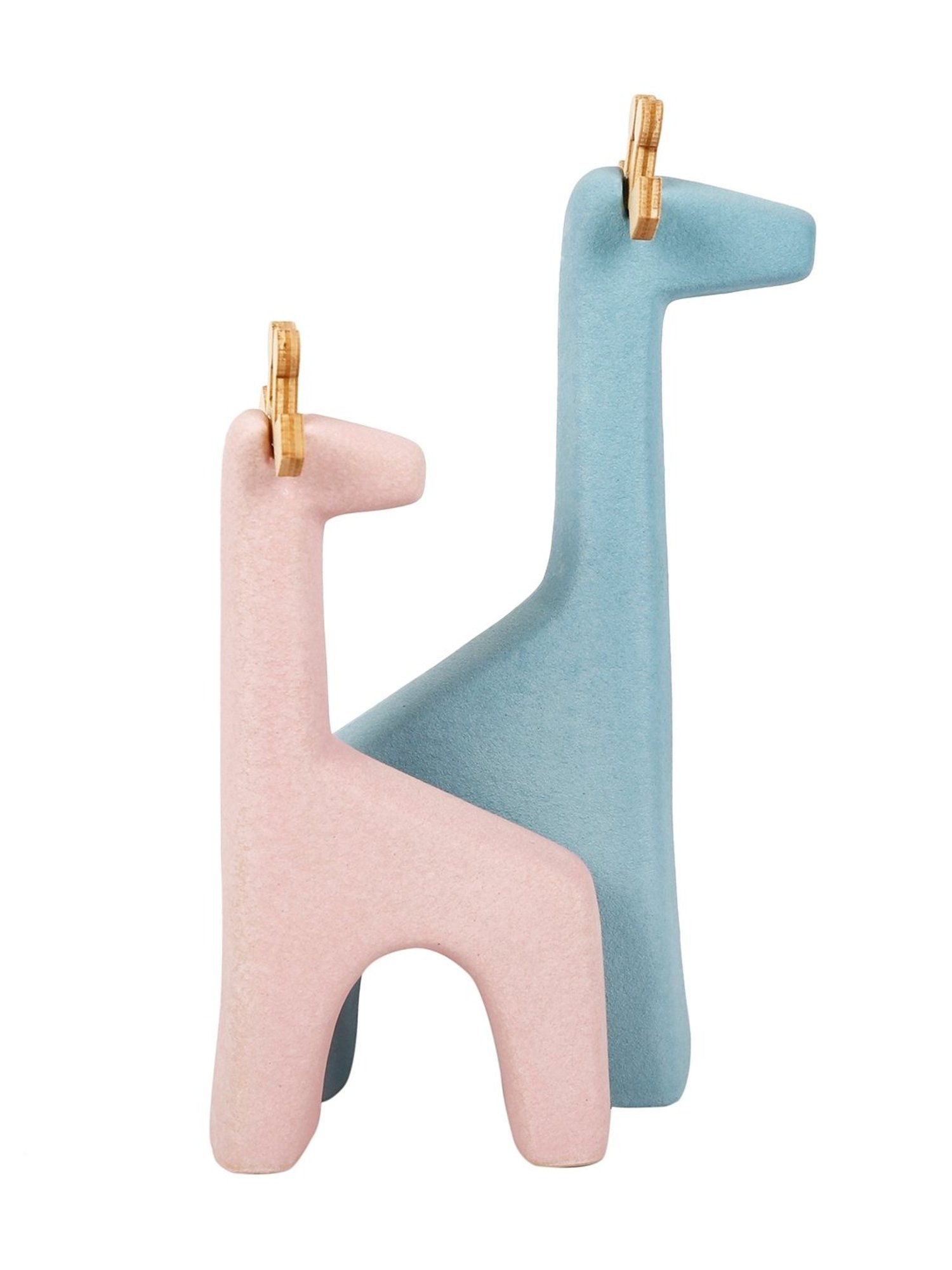 Tayhaa Blue & Lilac Polyresin Colourful Giraffes - Set of 2