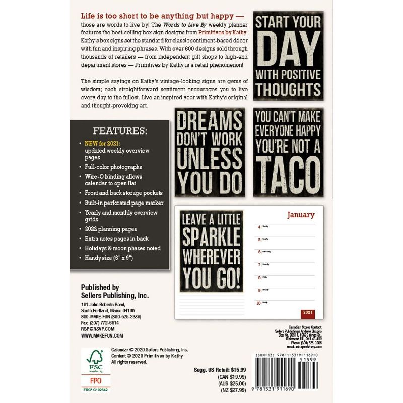 2021 Words to Live By 16-Month Weekly Planner [Calendar] Kathy/Primitives by Kathy Phillips