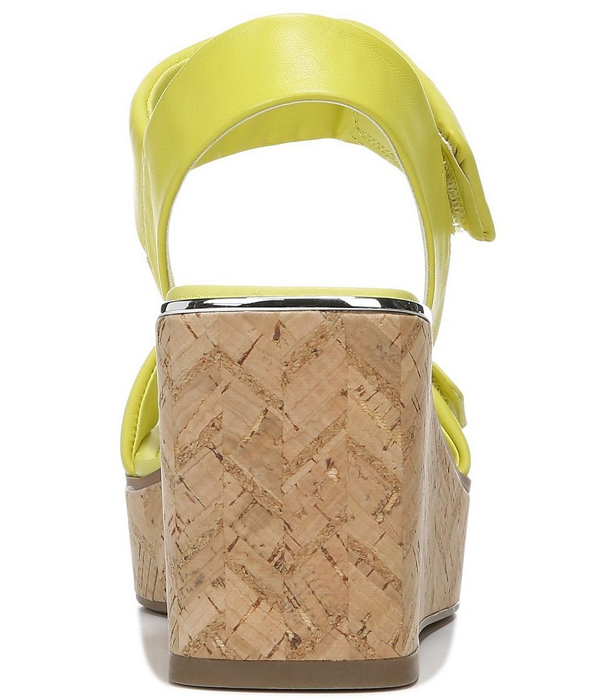 Franco Sarto Sweety Square Toe Leather Cork Platform Wedge Sandals