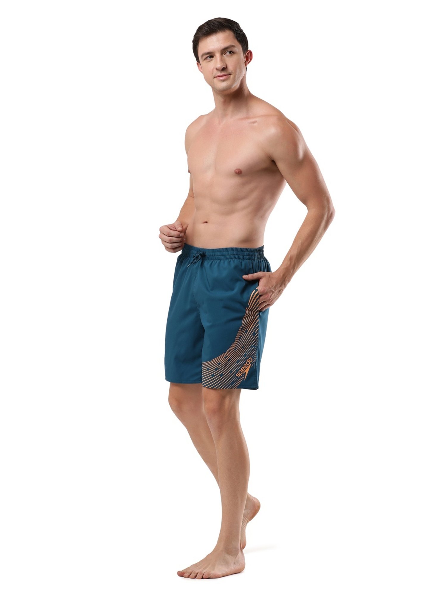 Speedo Dark Teal Regular Fit Printed Swim Shorts