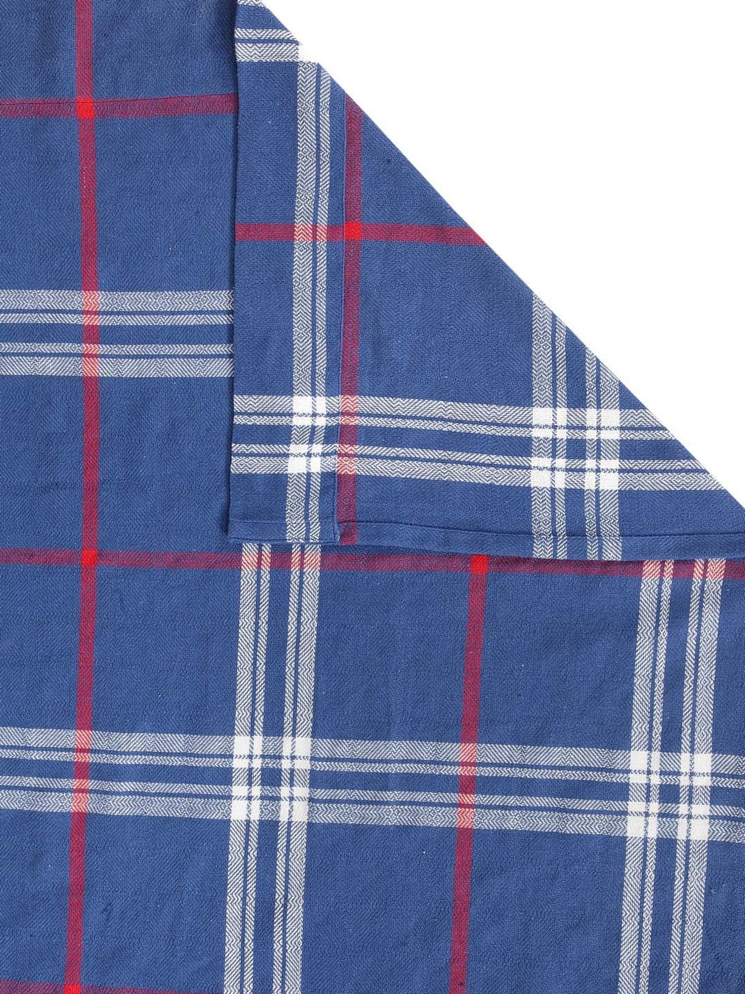 Swayam Cream & Blue Printed Faux Silk Door Curtains - Set of 2